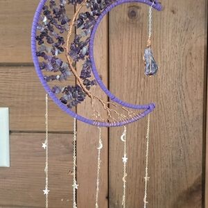 Agate Moon Dream Catchers Purple Gemstone Dream Catchers